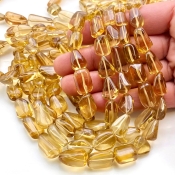 Beer Quartz 7-18mm Smooth Nugget Shape AAA Grade Gemstone Beads Strand - Total 1 Strand of 15 Inch.