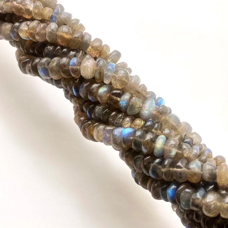 Labradorite 6-7mm Smooth Rondelle Shape A Grade Gemstone Beads Strand - Total 1 Strand of 25 Inch.