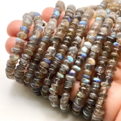 Labradorite 6-7mm Smooth Rondelle Shape A Grade Gemstone Beads Strand - Total 1 Strand of 25 Inch.