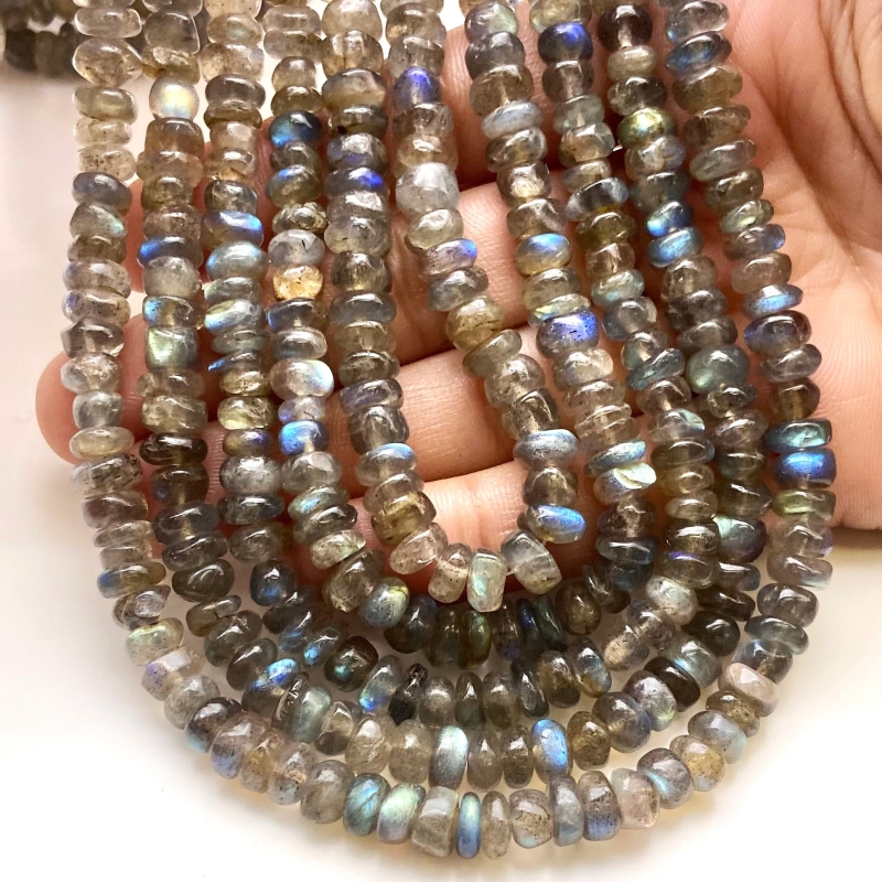 Labradorite 6-7mm Smooth Rondelle Shape A Grade Gemstone Beads Strand - Total 1 Strand of 25 Inch.