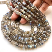 Labradorite 6-7mm Smooth Rondelle Shape A Grade Gemstone Beads Strand - Total 1 Strand of 25 Inch.