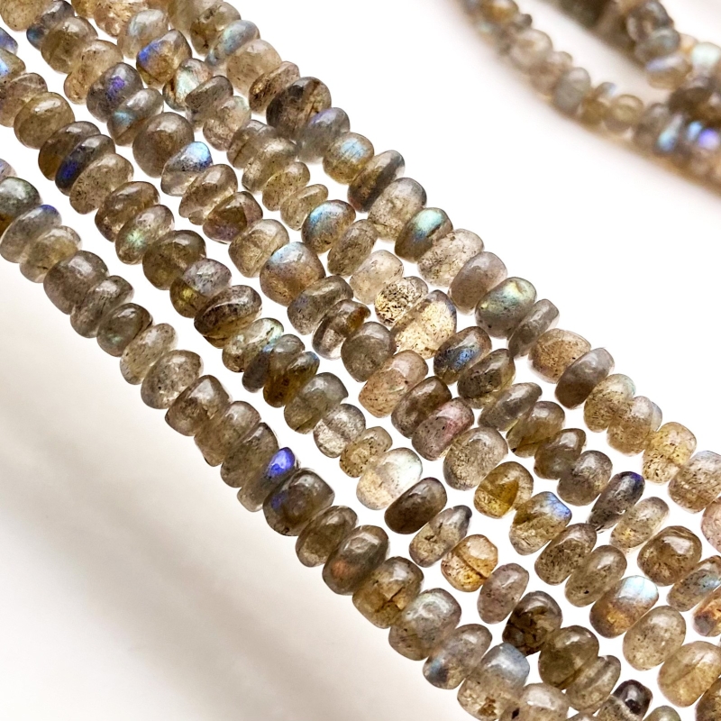 Labradorite 6-7mm Smooth Rondelle Shape A Grade Gemstone Beads Strand - Total 1 Strand of 25 Inch.