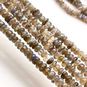 Labradorite 6-7mm Smooth Rondelle Shape A Grade Gemstone Beads Strand - Total 1 Strand of 25 Inch.
