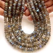 Labradorite 6-7mm Smooth Rondelle Shape A Grade Gemstone Beads Strand - Total 1 Strand of 25 Inch.