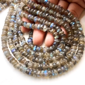 Labradorite 6-7mm Smooth Rondelle Shape A Grade Gemstone Beads Strand - Total 1 Strand of 25 Inch.