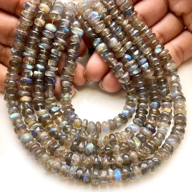Labradorite 6-7mm Smooth Rondelle Shape A Grade Gemstone Beads Strand - Total 1 Strand of 25 Inch.