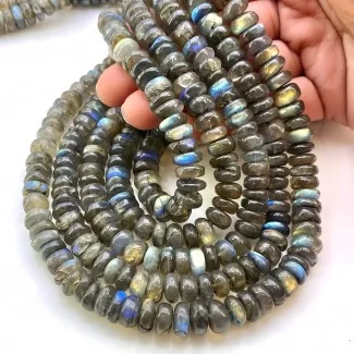 Labradorite 9-10mm Smooth Rondelle Shape AA Grade Gemstone Beads Strand - Total 1 Strand of 16 Inch.