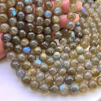 Labradorite 9-10mm Smooth Round Shape A+ Grade Gemstone Beads Strand - Total 1 Strand of 14 Inch.