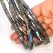 Labradorite 16-20mm Step Cut Pipe Shape AA Grade Gemstone Beads Strand - Total 1 Strand of 16 Inch.