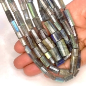 Labradorite 16-20mm Step Cut Pipe Shape AA Grade Gemstone Beads Strand - Total 1 Strand of 16 Inch.