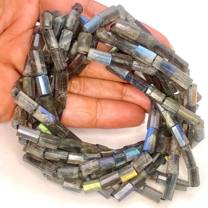 Labradorite 6-12mm Step Cut Pipe Shape AA Grade Gemstone Beads Strand - Total 1 Strand of 16 Inch.