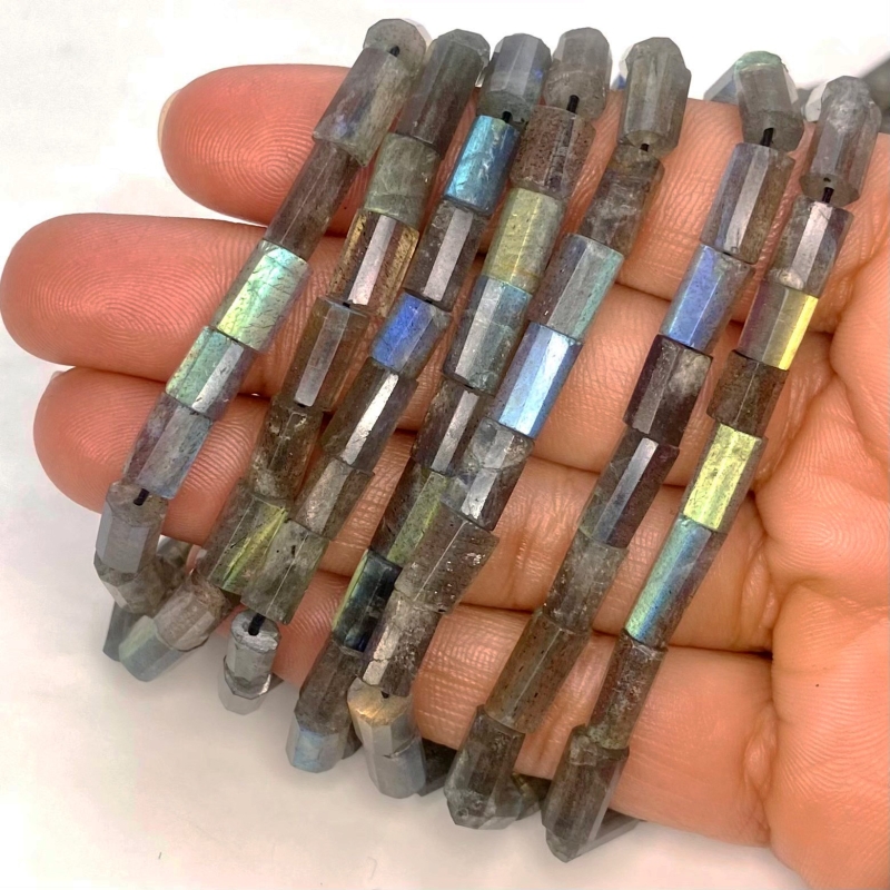 Labradorite 6-12mm Step Cut Pipe Shape AA Grade Gemstone Beads Strand - Total 1 Strand of 16 Inch.