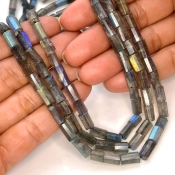 Labradorite 6-12mm Step Cut Pipe Shape AA Grade Gemstone Beads Strand - Total 1 Strand of 16 Inch.