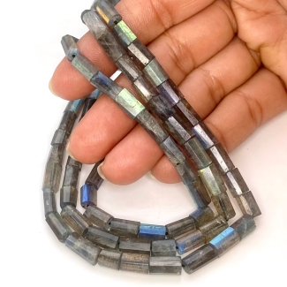 Labradorite 6-12mm Step Cut Pipe Shape AA Grade Gemstone Beads Strand - Total 1 Strand of 16 Inch.