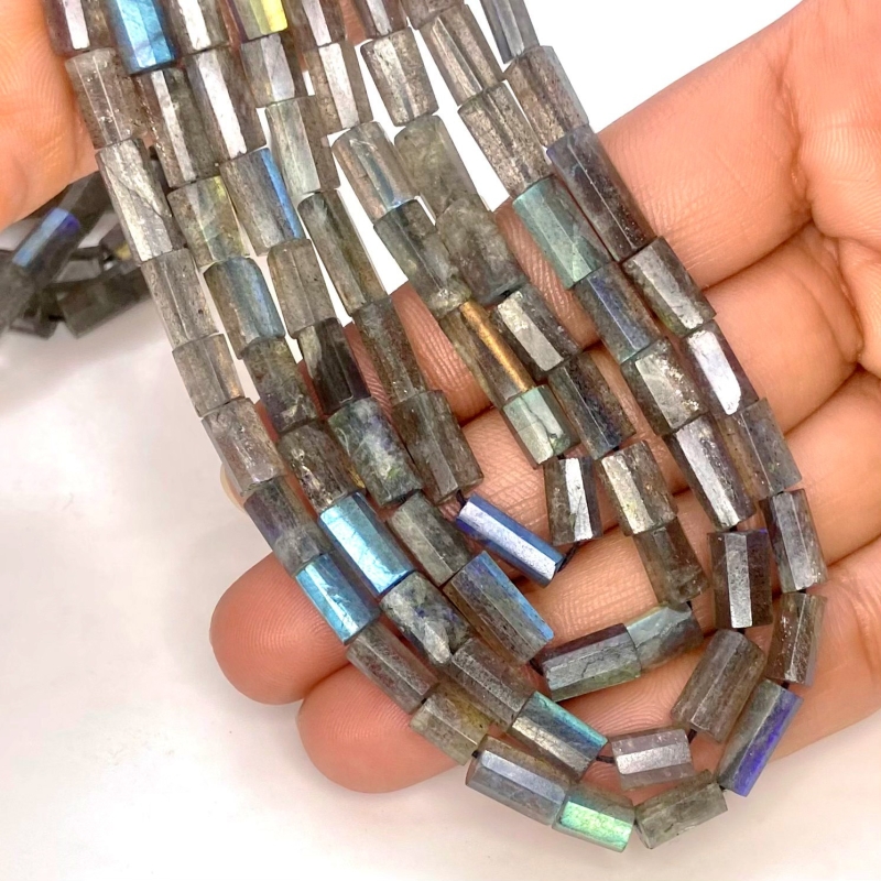 Labradorite 6-12mm Step Cut Pipe Shape AA Grade Gemstone Beads Strand - Total 1 Strand of 16 Inch.