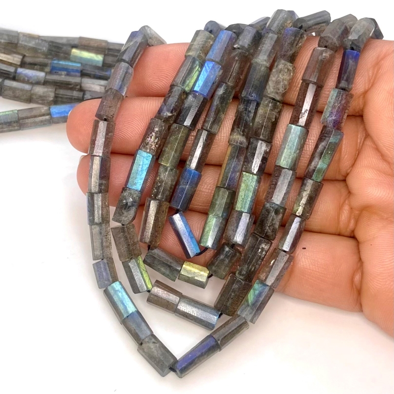 Labradorite 6-12mm Step Cut Pipe Shape AA Grade Gemstone Beads Strand - Total 1 Strand of 16 Inch.