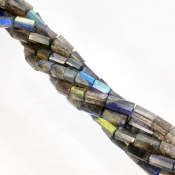 Labradorite 6-12mm Step Cut Pipe Shape AA Grade Gemstone Beads Strand - Total 1 Strand of 16 Inch.