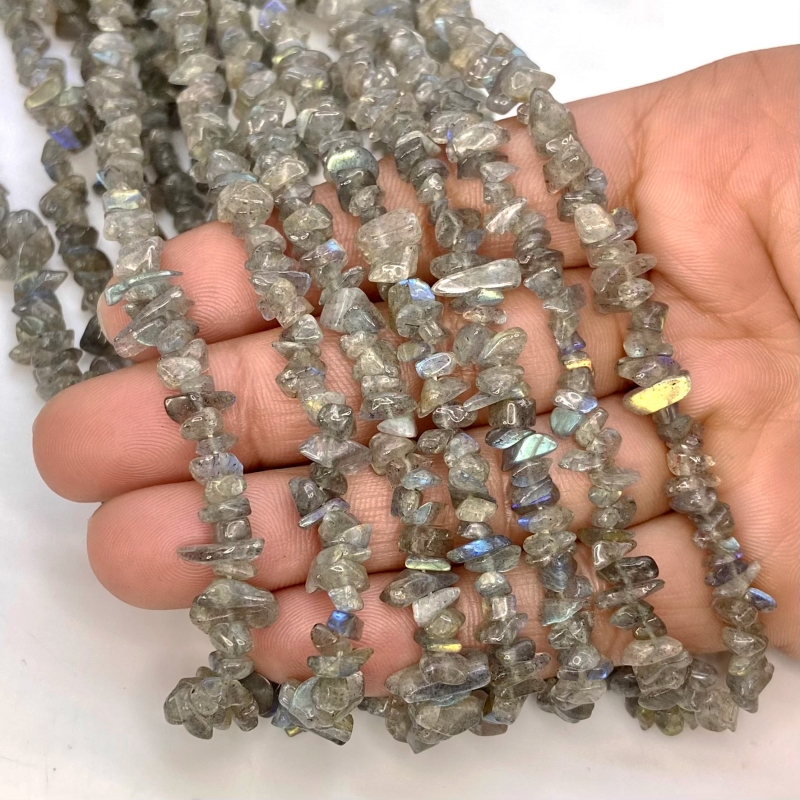 Labradorite 5-7mm Tumbled Chip Shape A Grade Gemstone Beads Strand - Total 1 Strand of 36 Inch.