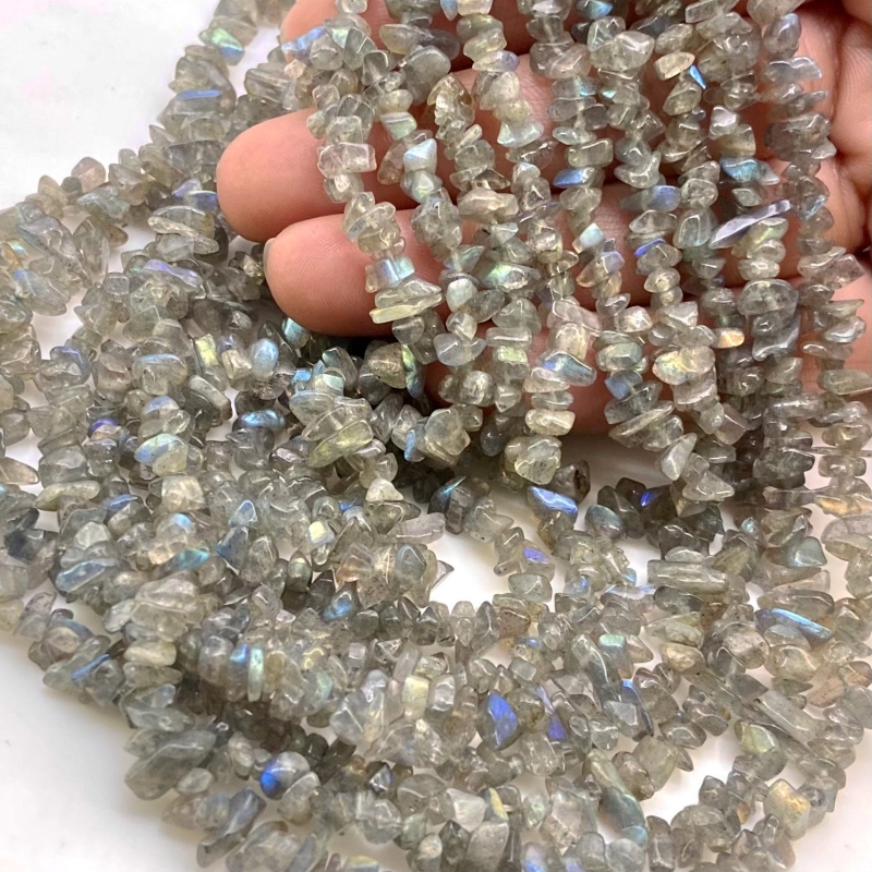 Labradorite 5-7mm Tumbled Chip Shape A Grade Gemstone Beads Strand - Total 1 Strand of 36 Inch.