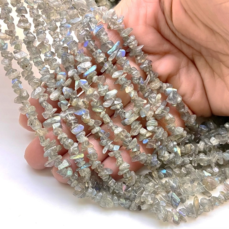 Labradorite 5-7mm Tumbled Chip Shape A Grade Gemstone Beads Strand - Total 1 Strand of 36 Inch.