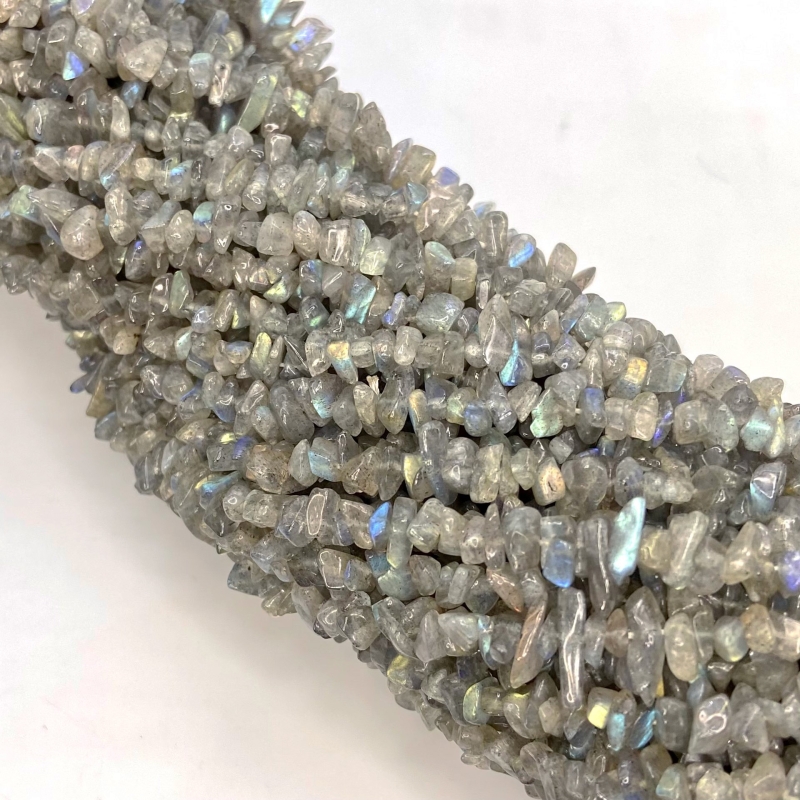 Labradorite 5-7mm Tumbled Chip Shape A Grade Gemstone Beads Strand - Total 1 Strand of 36 Inch.
