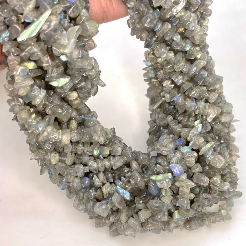 Labradorite 5-7mm Tumbled Chip Shape A Grade Gemstone Beads Strand - Total 1 Strand of 36 Inch.