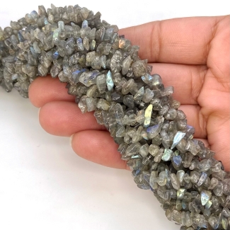 Labradorite 5-7mm Tumbled Chip Shape A Grade Gemstone Beads Strand - Total 1 Strand of 36 Inch.