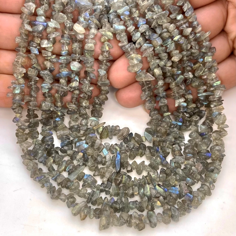 Labradorite 5-7mm Tumbled Chip Shape A Grade Gemstone Beads Strand - Total 1 Strand of 36 Inch.