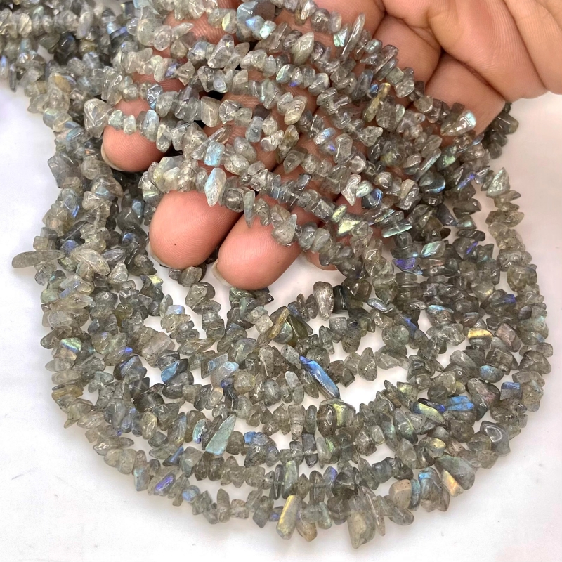Labradorite 5-7mm Tumbled Chip Shape A Grade Gemstone Beads Strand - Total 1 Strand of 36 Inch.