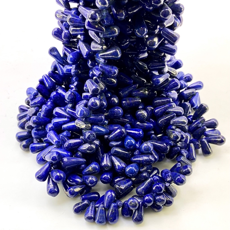 Lapis Lazuli 9-12mm Smooth Drop Shape A Grade Gemstone Beads Strand - Total 1 Strand of 14 Inch.