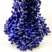Lapis Lazuli 9-12mm Smooth Drop Shape A Grade Gemstone Beads Strand - Total 1 Strand of 14 Inch.