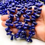 Lapis Lazuli 9-12mm Smooth Drop Shape A Grade Gemstone Beads Strand - Total 1 Strand of 14 Inch.
