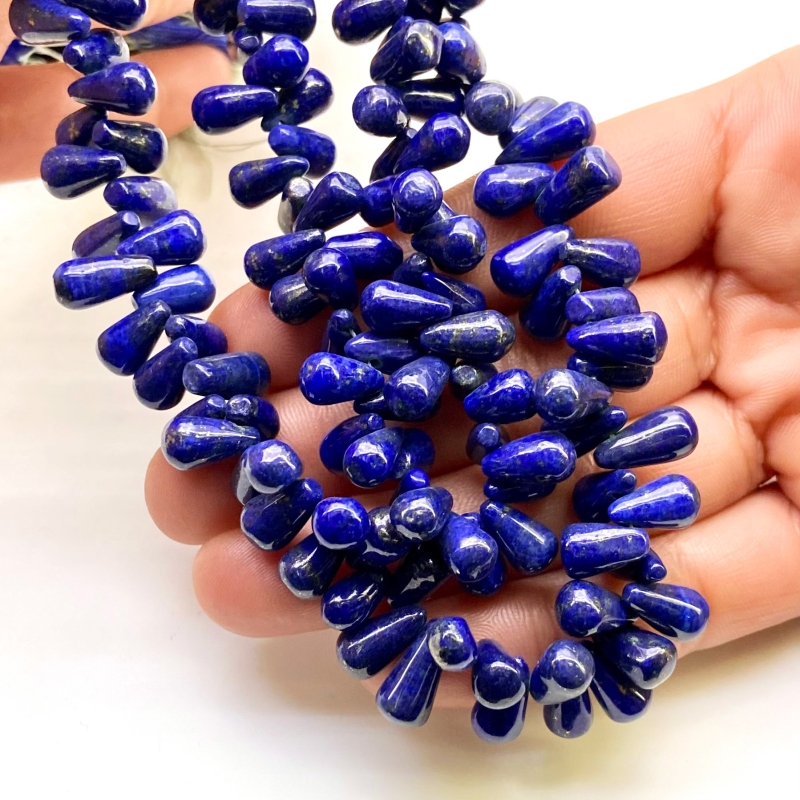 Lapis Lazuli 9-12mm Smooth Drop Shape A Grade Gemstone Beads Strand - Total 1 Strand of 14 Inch.