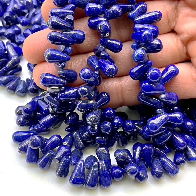 Lapis Lazuli 9-12mm Smooth Drop Shape A Grade Gemstone Beads Strand - Total 1 Strand of 14 Inch.
