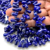 Lapis Lazuli 9-12mm Smooth Drop Shape A Grade Gemstone Beads Strand - Total 1 Strand of 14 Inch.