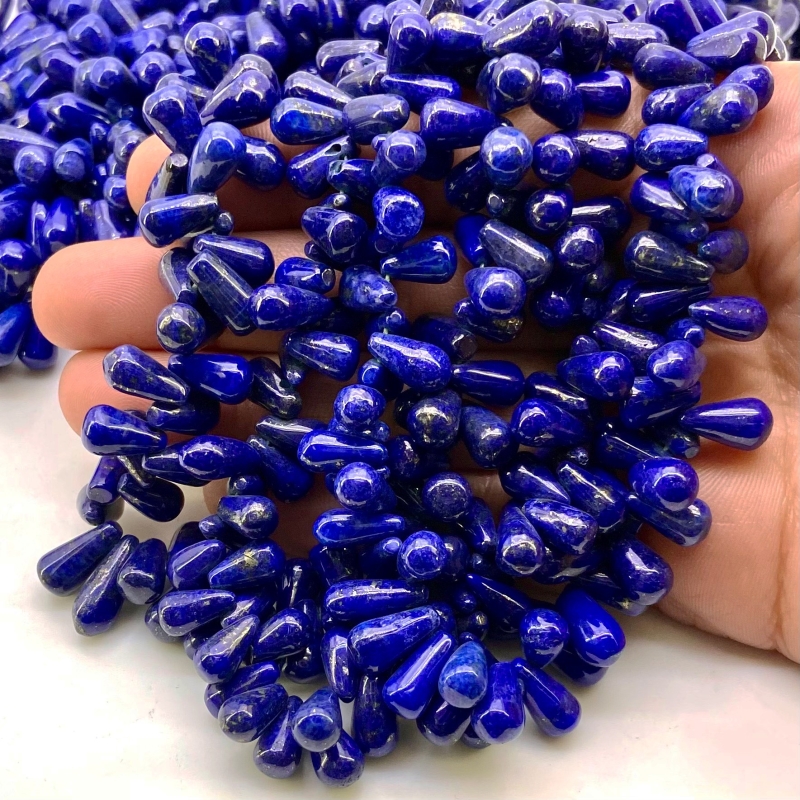 Lapis Lazuli 9-12mm Smooth Drop Shape A Grade Gemstone Beads Strand - Total 1 Strand of 14 Inch.