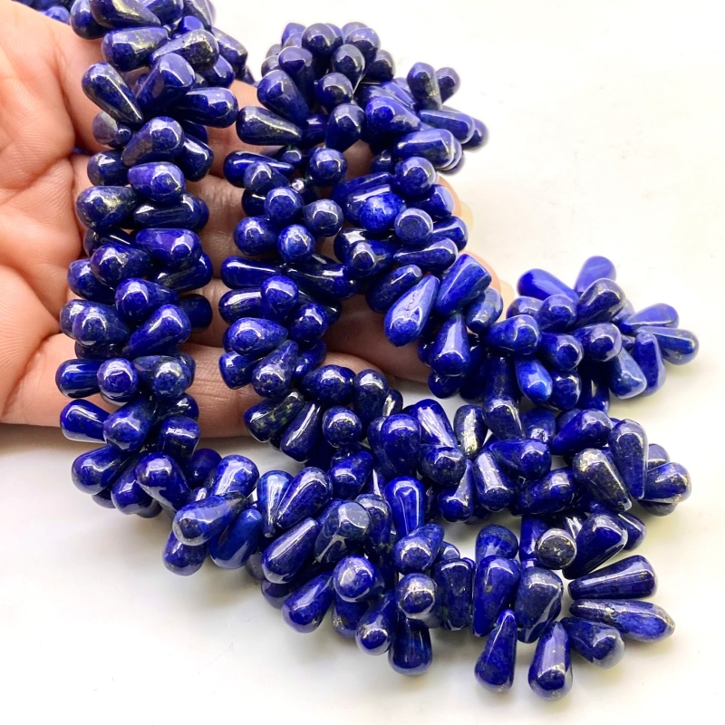 Lapis Lazuli 9-12mm Smooth Drop Shape A Grade Gemstone Beads Strand - Total 1 Strand of 14 Inch.