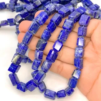 Lapis Lazuli 8-13mm Step Cut Nugget Shape AAA Grade Gemstone Beads Strand - Total 1 Strand of 18 Inch.