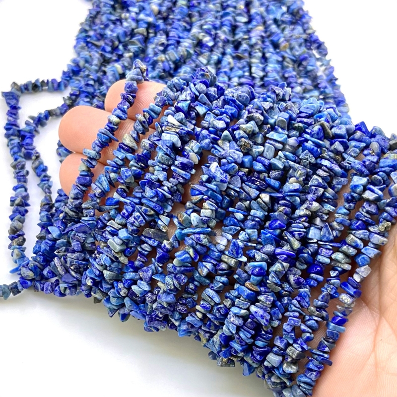 Lapis Lazuli 3-6mm Tumbled Chip Shape AA Grade Gemstone Beads Strand - Total 1 Strand of 34 Inch.