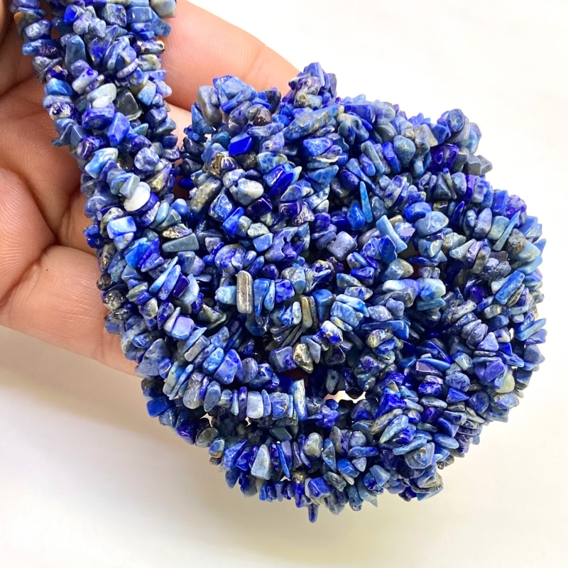 Lapis Lazuli 3-6mm Tumbled Chip Shape AA Grade Gemstone Beads Strand - Total 1 Strand of 34 Inch.