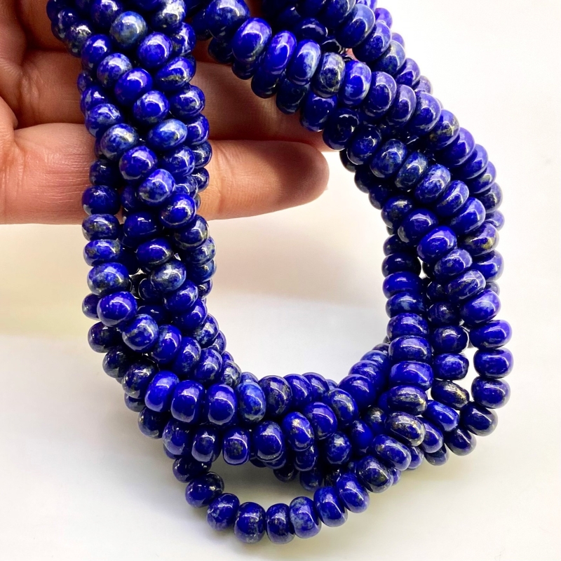 Lapis Lazuli 5-7mm Smooth Rondelle Shape AA+ Grade Gemstone Beads Strand - Total 1 Strand of 18 Inch.