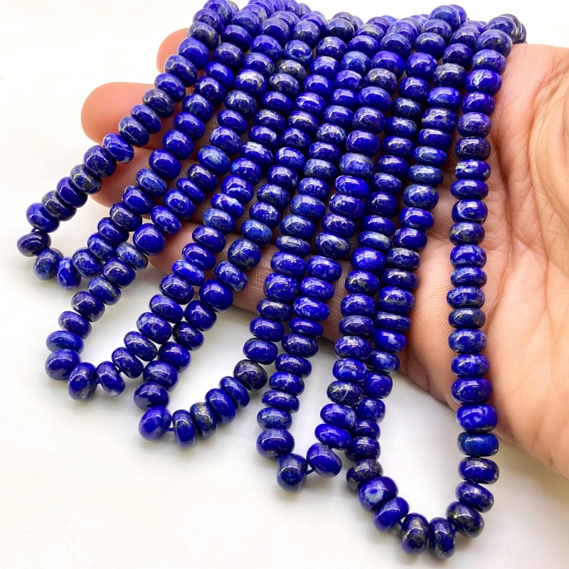 Lapis Lazuli 5-7mm Smooth Rondelle Shape AA+ Grade Gemstone Beads Strand - Total 1 Strand of 18 Inch.