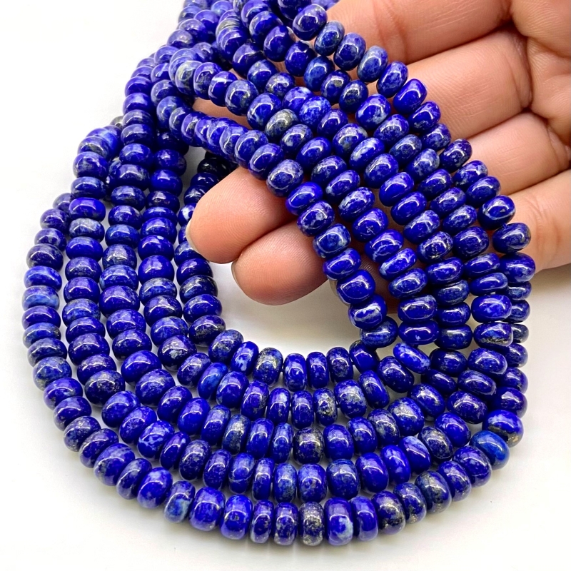 Lapis Lazuli 5-7mm Smooth Rondelle Shape AA+ Grade Gemstone Beads Strand - Total 1 Strand of 18 Inch.