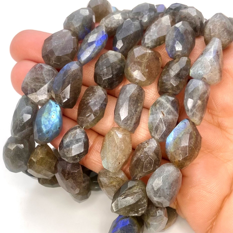 Labradorite 12-20mm Faceted Nugget Shape A Grade Gemstone Beads Strand - Total 1 Strand of 24 Inch.