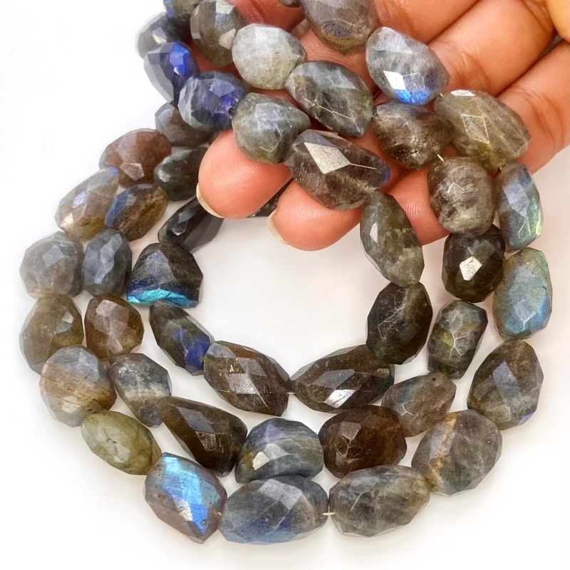 Labradorite 12-20mm Faceted Nugget Shape A Grade Gemstone Beads Strand - Total 1 Strand of 24 Inch.