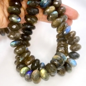 Labradorite 13-16mm Faceted Rondelle Shape AA Grade Gemstone Beads Strand - Total 1 Strand of 10 Inch.