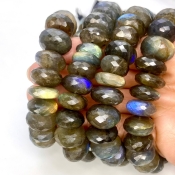 Labradorite 13-16mm Faceted Rondelle Shape AA Grade Gemstone Beads Strand - Total 1 Strand of 10 Inch.