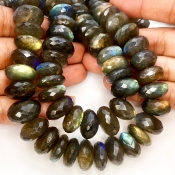 Labradorite 13-16mm Faceted Rondelle Shape AA Grade Gemstone Beads Strand - Total 1 Strand of 10 Inch.