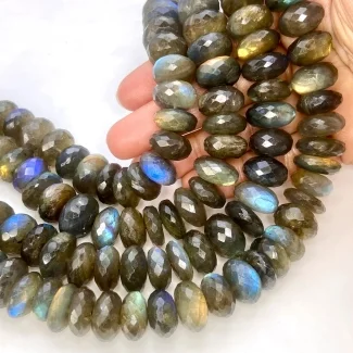Labradorite 13-16mm Faceted Rondelle Shape AA Grade Gemstone Beads Strand - Total 1 Strand of 10 Inch.