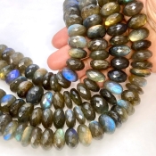 Labradorite 13-16mm Faceted Rondelle Shape AA Grade Gemstone Beads Strand - Total 1 Strand of 10 Inch.